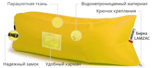 Надувной лежак Ламзак с карманами и биркой LAMZAC Нидерланды желтый