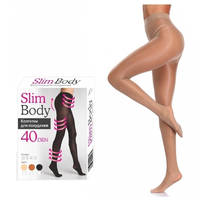 Колготки для похудения Slim Body с 3D эффектом 40 Den Телесные, размер 2