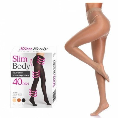 Колготки для похудения Slim Body с 3D эффектом 40 Den Телесные, размер 4