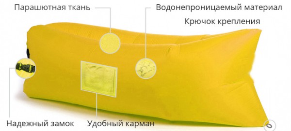Надувной лежак Ламзак с карманами LAMZAC Россия желтый