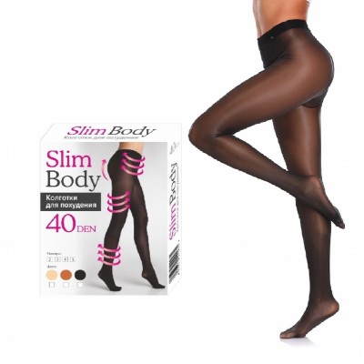 Колготки для похудения Slim Body с 3D эффектом 40 Den Черные, размер 4