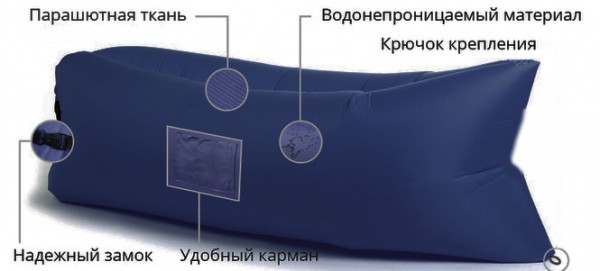 Надувной лежак Ламзак с карманами LAMZAC Россия темно-синий