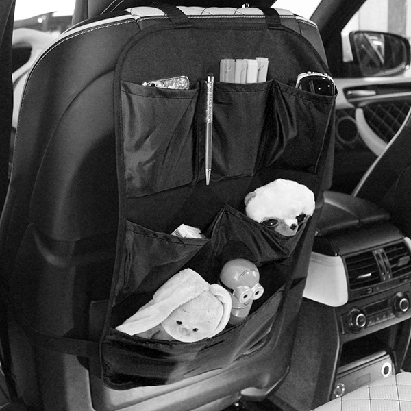 Защита для спинки сиденья + Органайзер для автомобиля, 6 карманов, Черный