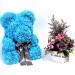 Мишка ручной работы из сотен роз с ленточкой большой голубой Оригинал в коробке
