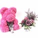 Мишка ручной работы из сотен роз с ленточкой большой розовый Оригинал в коробке