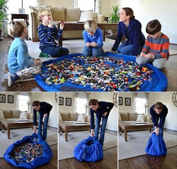 Сумка-коврик для игрушек Toy Bag диаметр 100 см цв. лимонно-синий